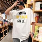 Lettering Asymmetric Short-sleeve T-shirt