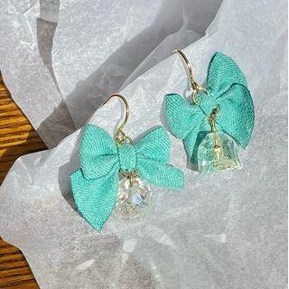 Bow Bell Fabric Dangle Earring