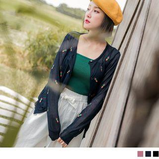 Cactus Embroidery Light Cardigan