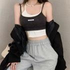 Lettering Cropped Camisole Top / Sweatpants / Blazer