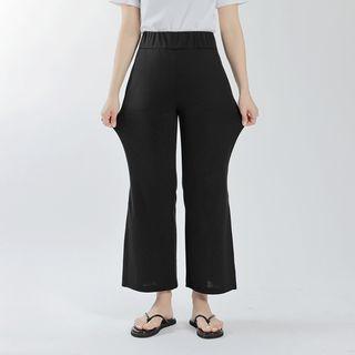 Band-waist Slit-leg Pants
