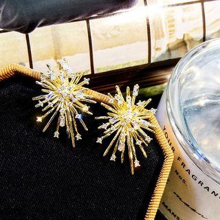 Rhinestone Earring 1 Pair - Earrings - Gold - One Size