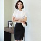 Short-sleeve Blouse / Fitted Skirt