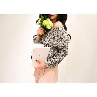 Off-shoulder Floral Pattern Blouse