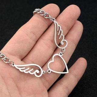Heart Pendant Chain Necklace 1204 - Silver - One Size
