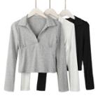 Collared Slim-fit Crop T-shirt