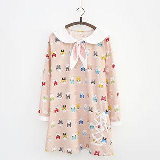 Bunny Print Collared Dress