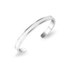 Simple And Classic C-shaped White Leather 316l Stainless Steel Bangle Silver - One Size