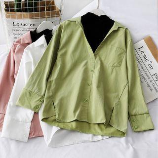 Cowl-neck Mock Two-piece Shirt