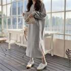 Balloon-sleeve Napped Pullover Dress