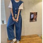 Sleeveless Straight Leg Jumpsuit Blue - One Size