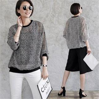 Round-neck Leopard Sheer Top