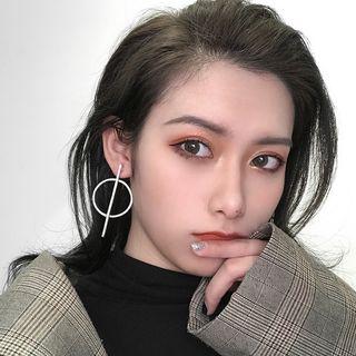 Non-matching Alloy Geometric Earring Silver - One Size