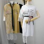 Lace Panel 3/4 Sleeve T-shirt Dress