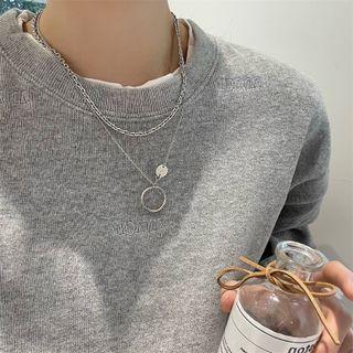 Ring Double-strand Necklace Silver - One Size