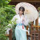 Embroidered Hanfu Top / Camisole Top / Maxi A-line Skirt / Hair Tie / Set