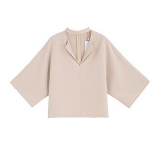 Set: Cut Out Front 3/4 Sleeve Blouse + Wide Leg Shorts