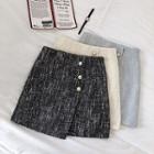 Tweed Faux Pearl Mini A-line Skirt