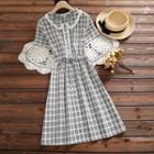 Short-sleeve Check Collared Dress