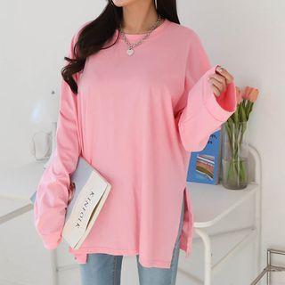 Slit-side Pastel Long T-shirt