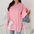 Slit-side Pastel Long T-shirt