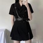 Short-sleeve Double-breasted Belted Shirtdress