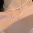 Heart Necklace D614 - 1 Pc - Silver - One Size
