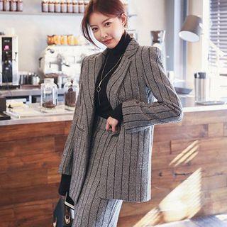 Set: Striped Blazer + A-line Midi Skirt