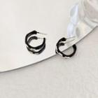Irregular Checker Alloy Open Hoop Earring 1 Pair - Earrings - S925 Silver - Geometry - Black & White - One Size