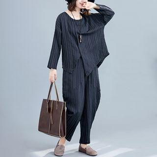 Set: Asymmetric Long-sleeve T-shirt + Harem Pants