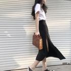 High-waist Slit Midi Skirt