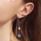 925 Sterling Silver Star Beaded Threader Earring As Shown In Figure - One Size