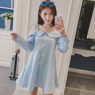 Off-shoulder Strap Chiffon Dress