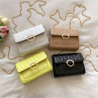 Stitch Pearl Circle Button Crossbody Bag