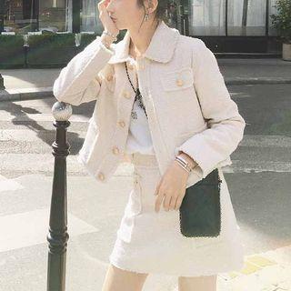 Set: Pocketed Tweed Jacket + Tweed Skirt