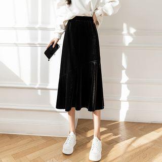 High-waist Velvet A-line Mermaid Skirt