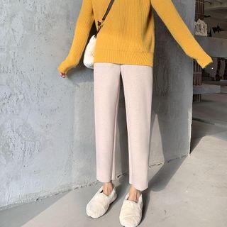 High-waist Woolen Straight-cut Wide-leg Pants
