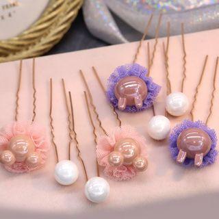 Set Of 4: Bead / Lace Hair Pin