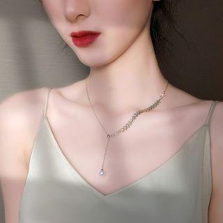 Asymmetric Faux Pearl Pendant Necklace 2255 - Gold - One Size