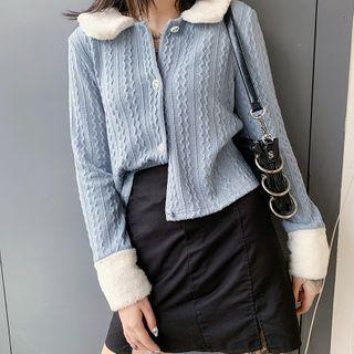 Collared Perforated Cardigan