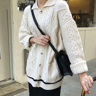 Couple Matching Pocketed Cable Knit Cardigan