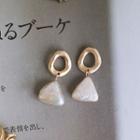 Triangle Pearl Sterling Silver Dangle Earring 1 Pair - Triangle Pearl Sterling Silver Dangle Earring - Gold & White - One Size