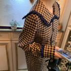 Checked Long-sleeve Collared Dress