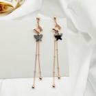 Stainless Steel Butterfly Fringed Earring 1 Pair - E9658 - Tassel - Butterfly - One Size
