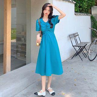 Cutout Bow Midi A-line Dress