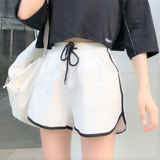 Contrast Trim Sports Shorts White - One Size