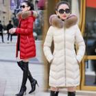 Thick Faux Fur Trim Padded Coat