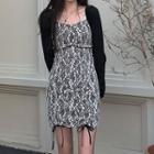 Puff-sleeve Paneled A-line Lace Dress