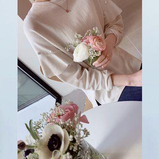 Faux-pearl Frilled-detail Top