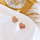 Lettering Rhinestone Heart Earring 1 Pair - Rose Gold - One Size